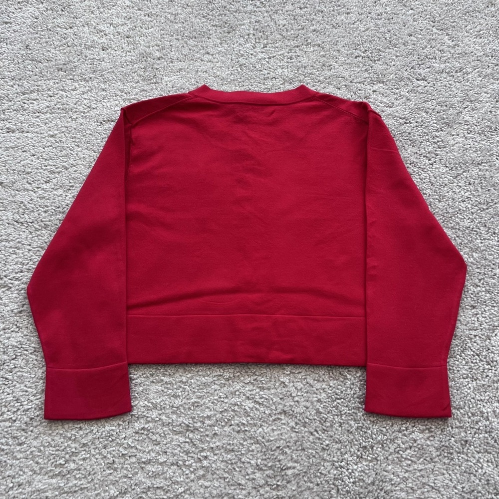 Serena Bute Fitted Cropped Cardigan Sweater Womens M Red Viscose Blend Knit - Picture 2 of 15
